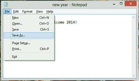save as particular extension in notepad